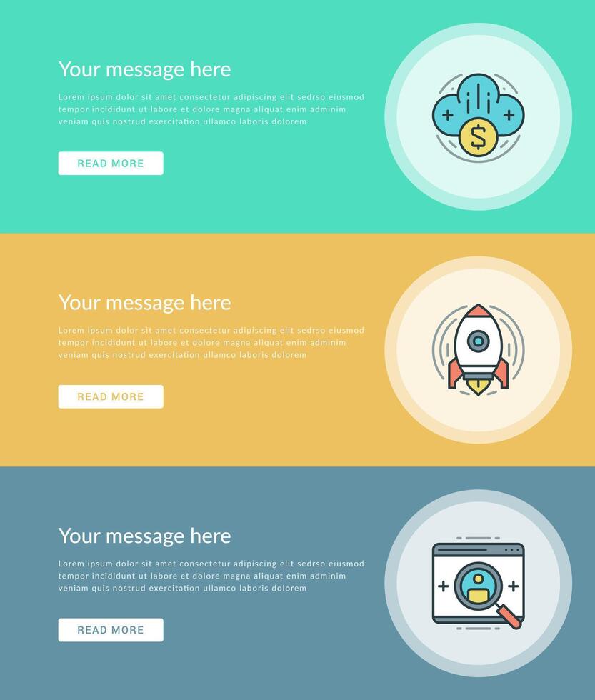 plano línea negocio concepto web sitio pancartas conjunto vector