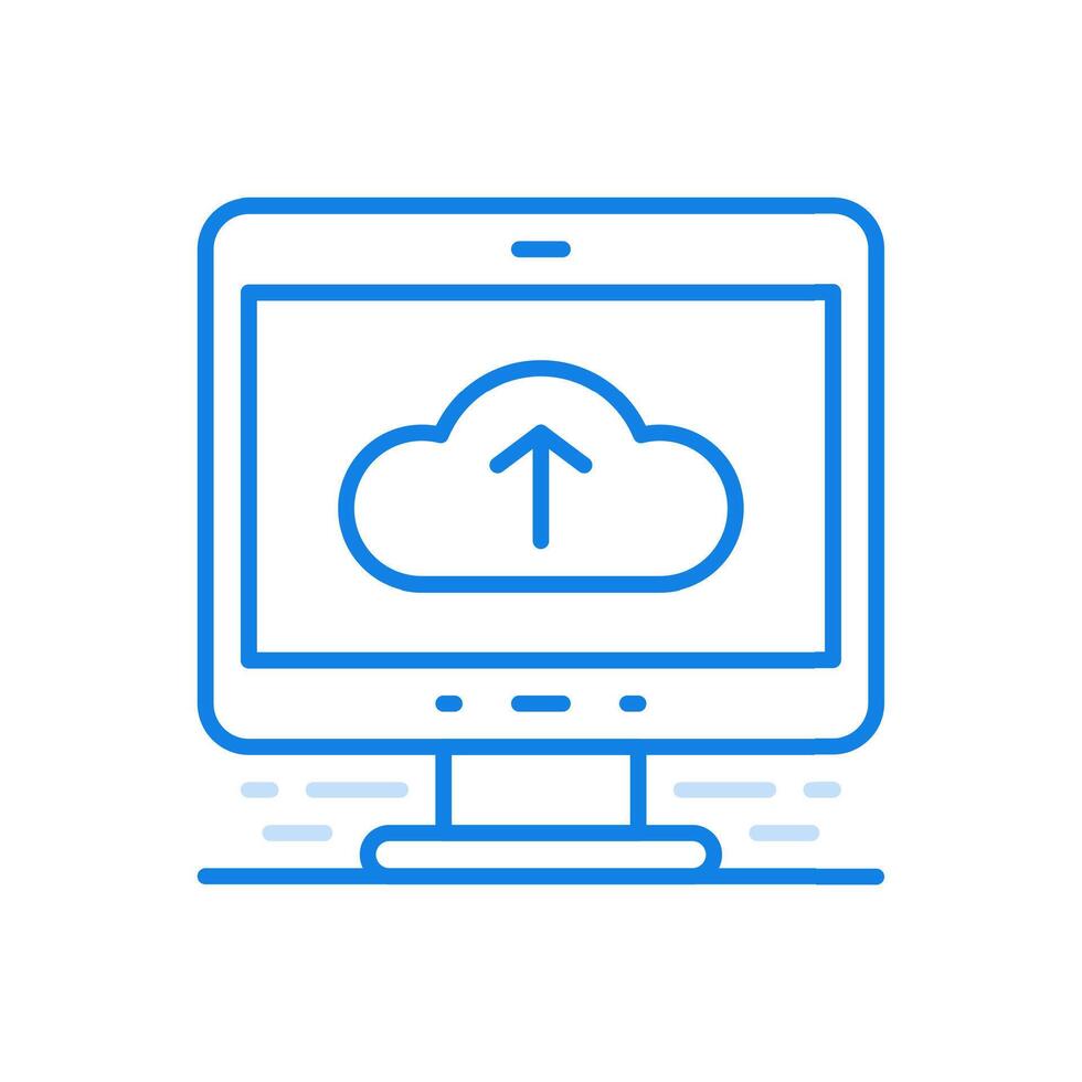 Upload to cloud service line icon. Service and storage online data on connected web servers. vector