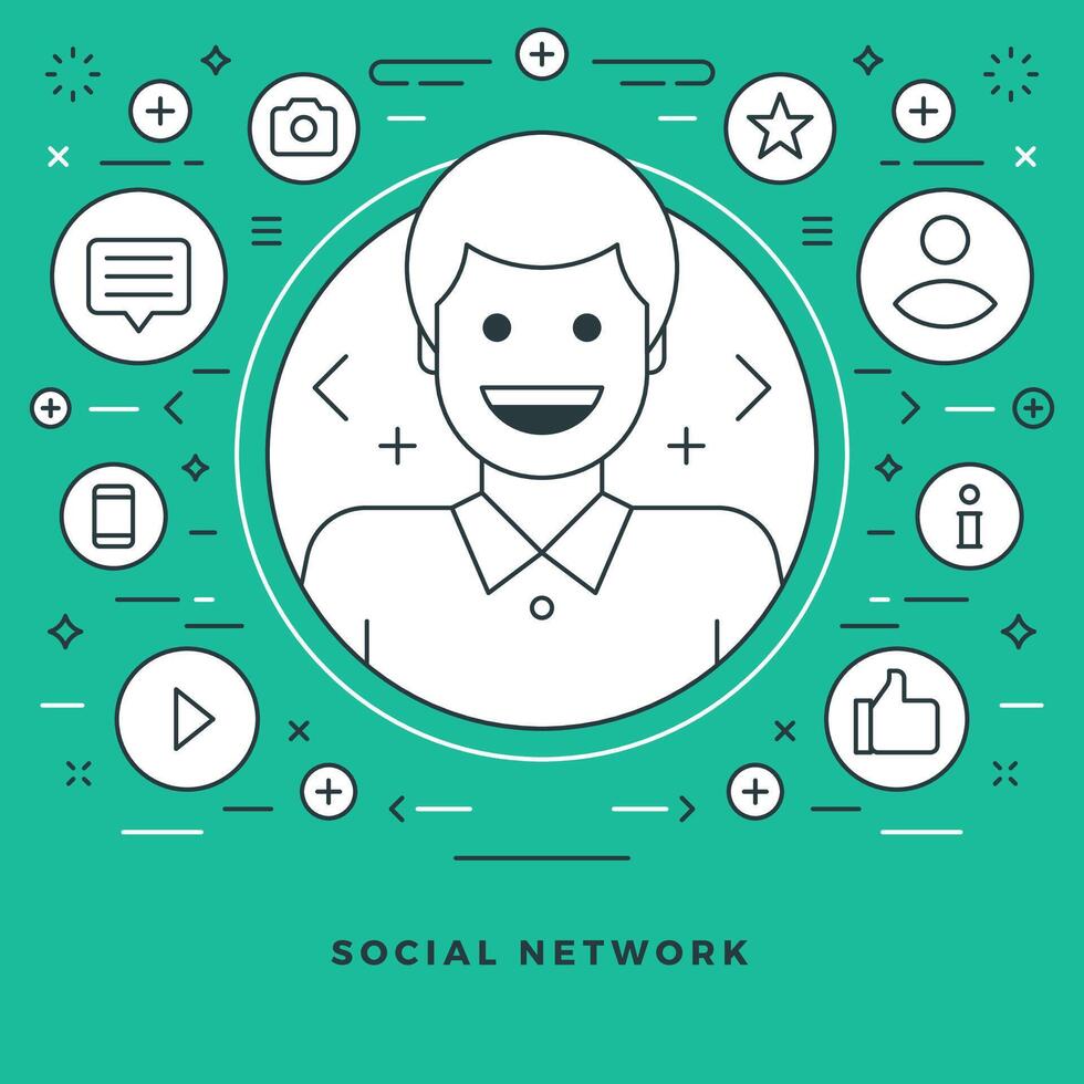 Flat line illustration. Modern thin linear stroke icons. vector