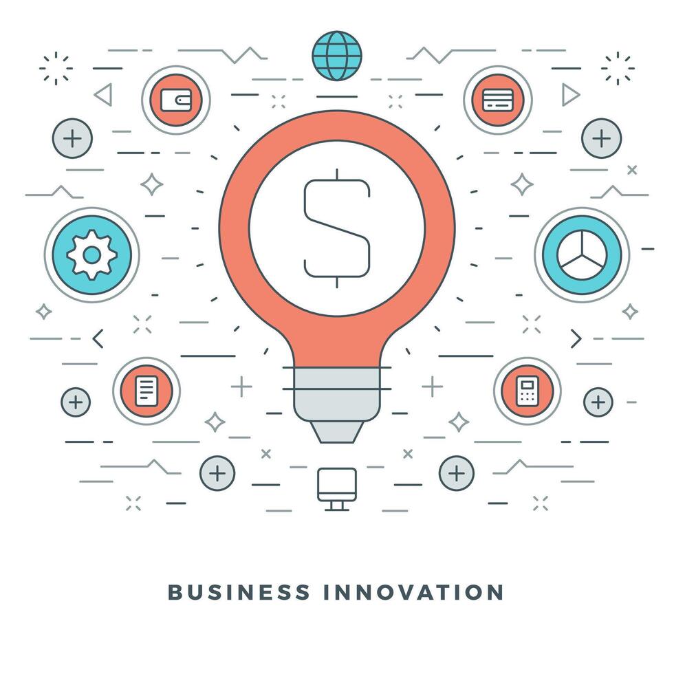 Flat line Business Innovations Concept illustration. vector