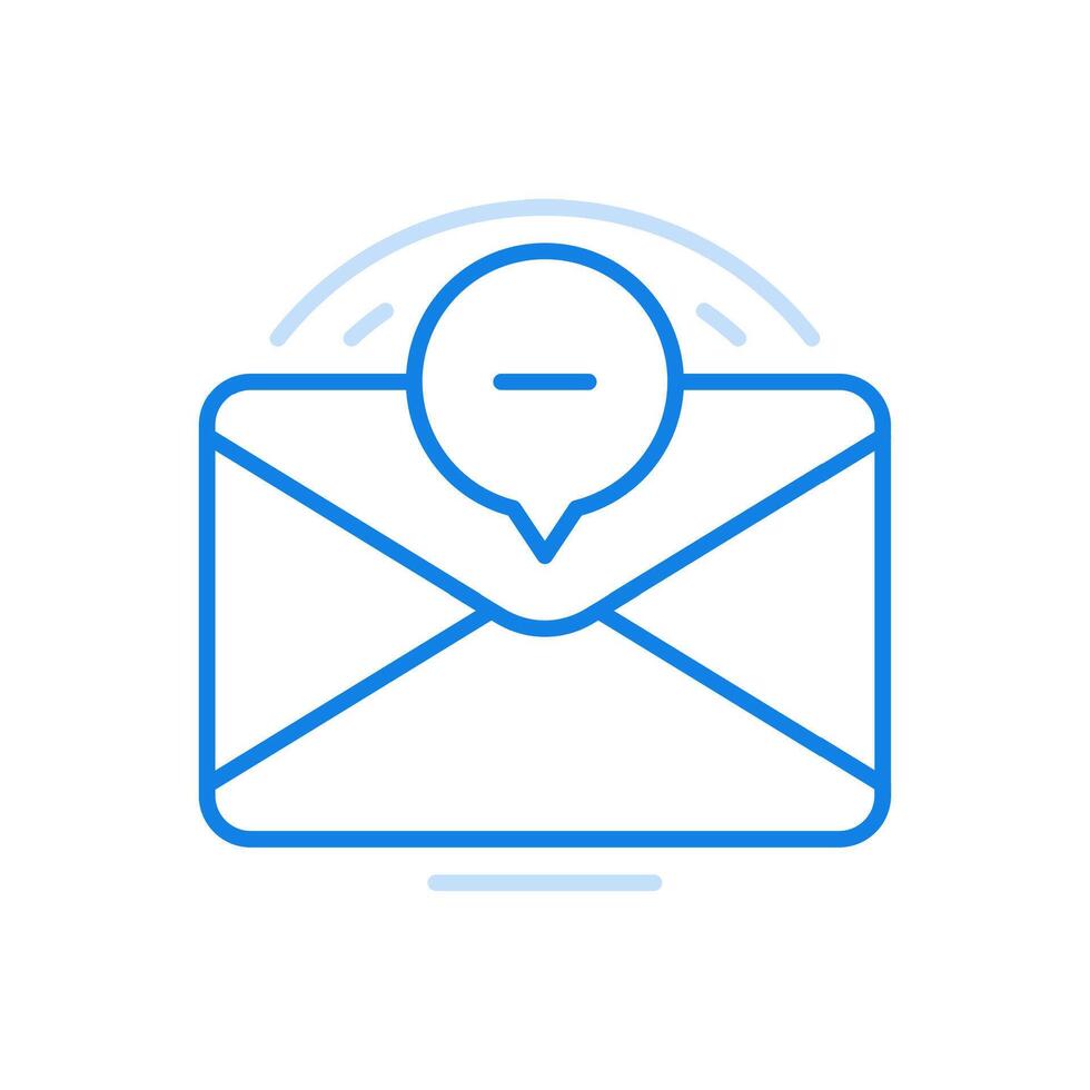 Unread letter by email line icon. Unverified newsletter closed envelope with minus. vector