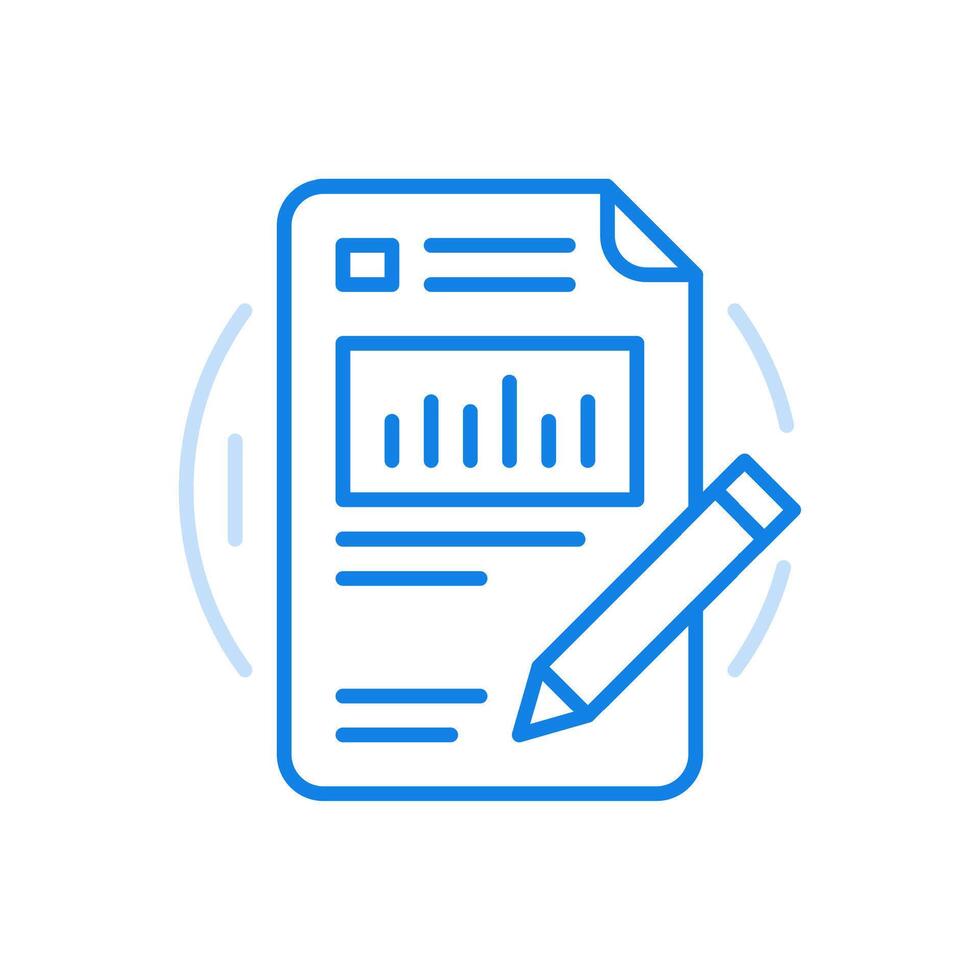 Business analytics icon statistical diagrams in marketing report pencil vector