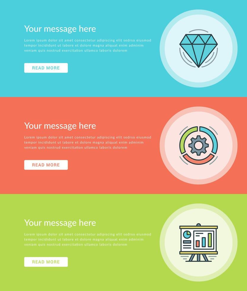 plano línea negocio concepto web sitio pancartas conjunto vector