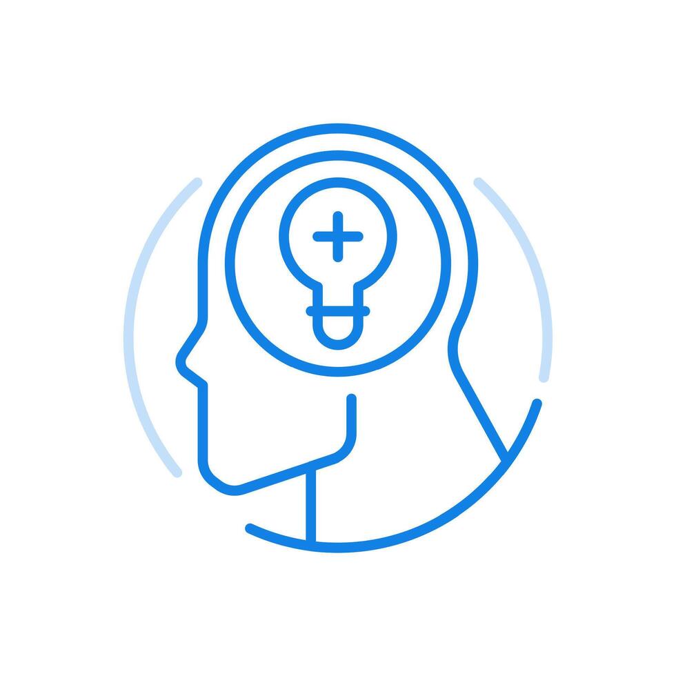 Creative thoughts and idea line icon. Intellectual constructive development and innovative imagination. vector