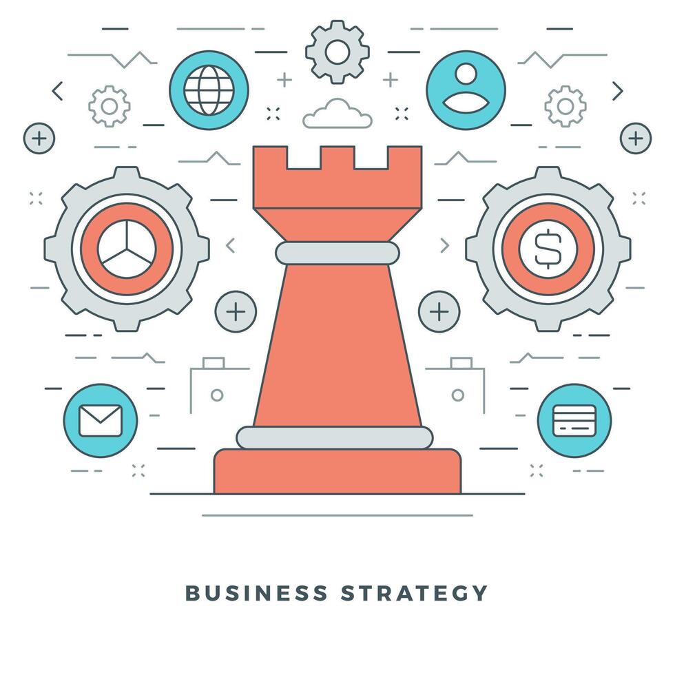Flat line Business Strategic Management. illustration. vector