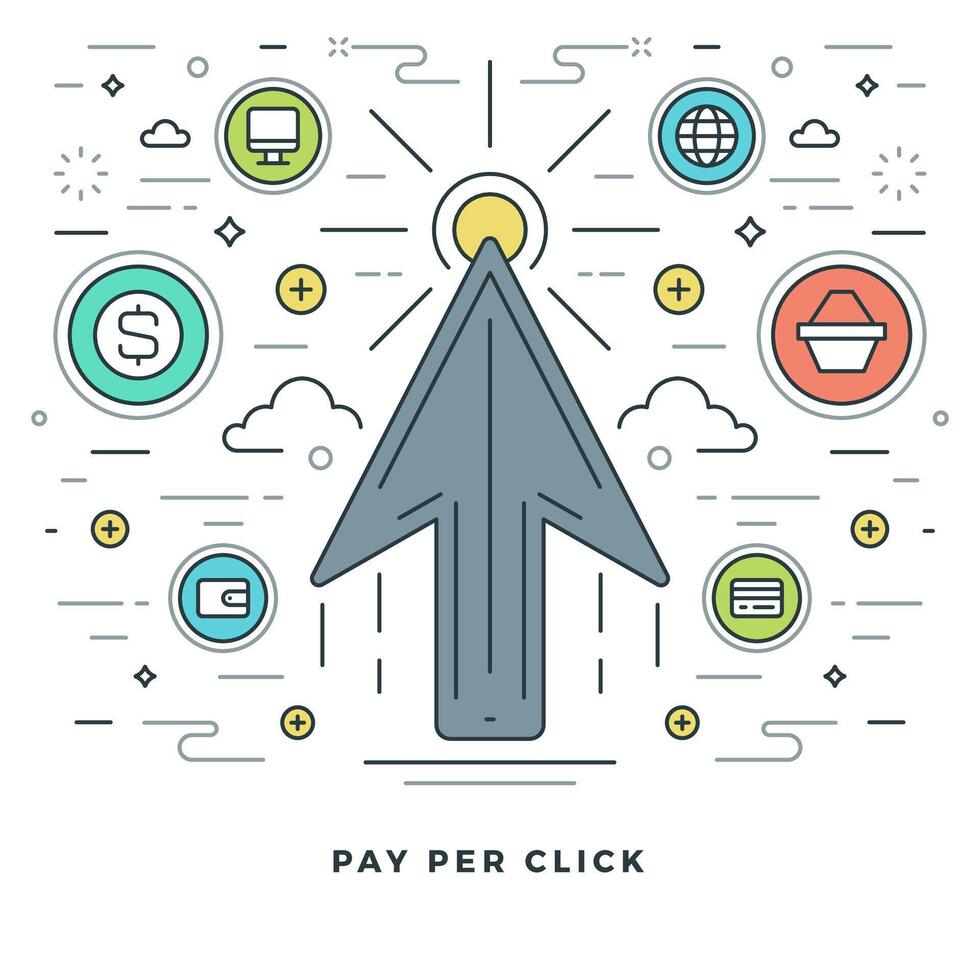 Flat line Business Concept illustration thin stroke icons. vector