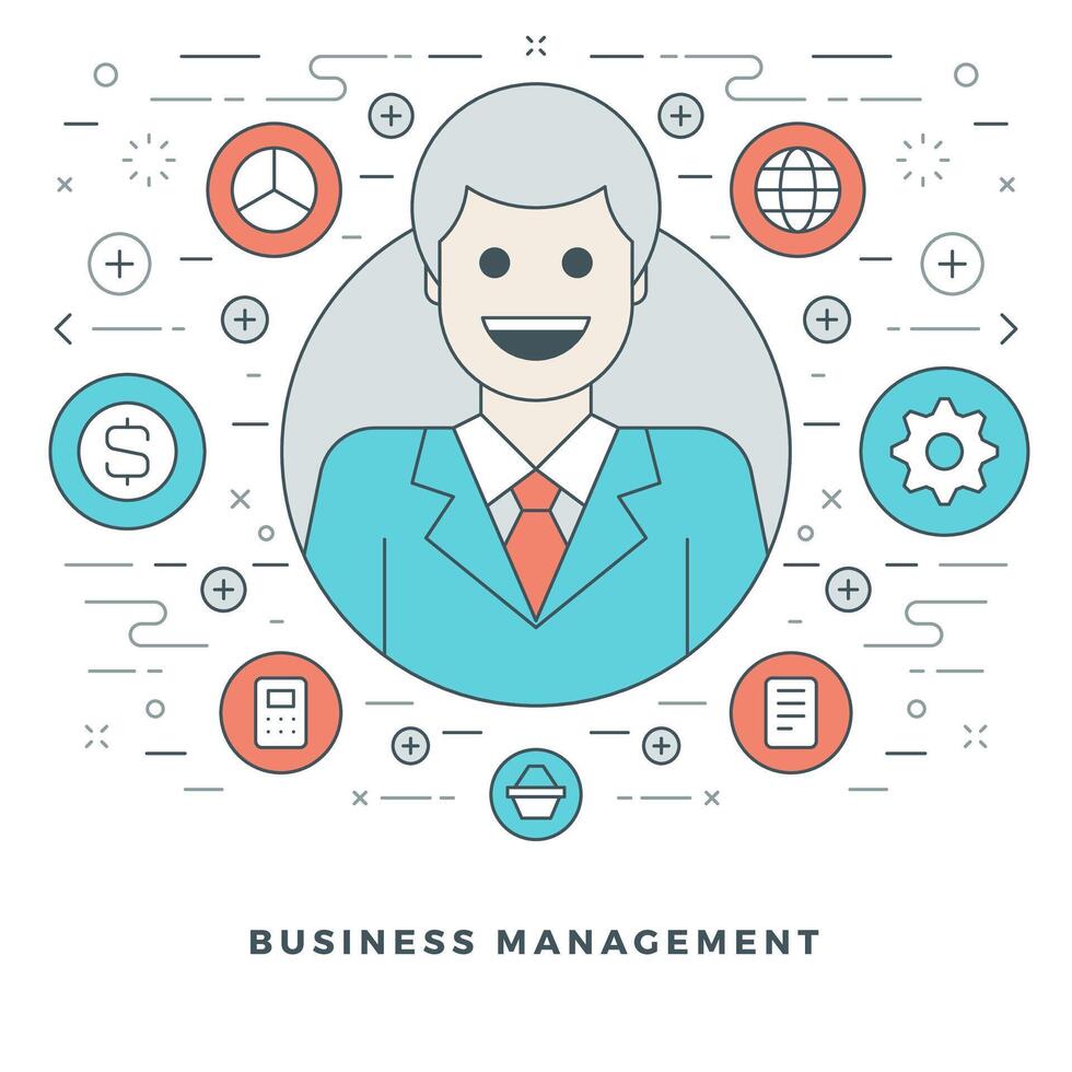Flat line Business Management or Support Concept. illustration. vector
