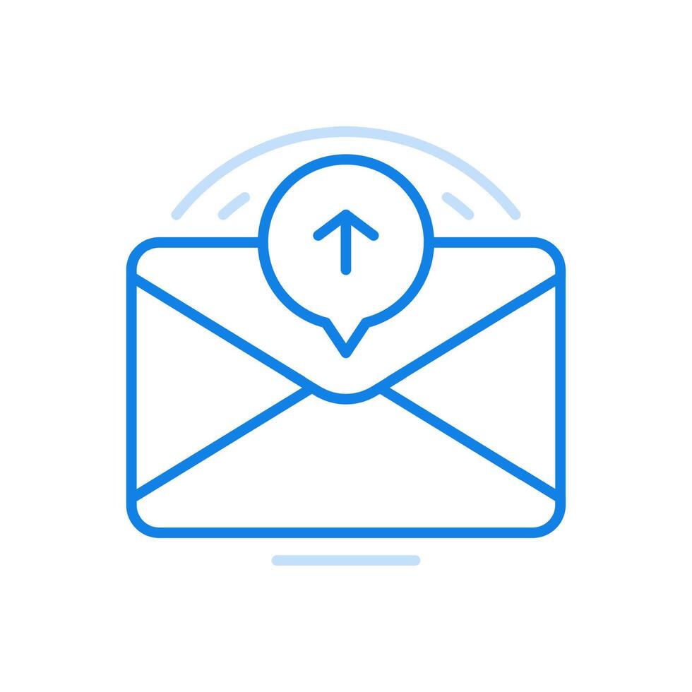 Sending letter by email line icon. Closed envelope with arrow in circle. vector