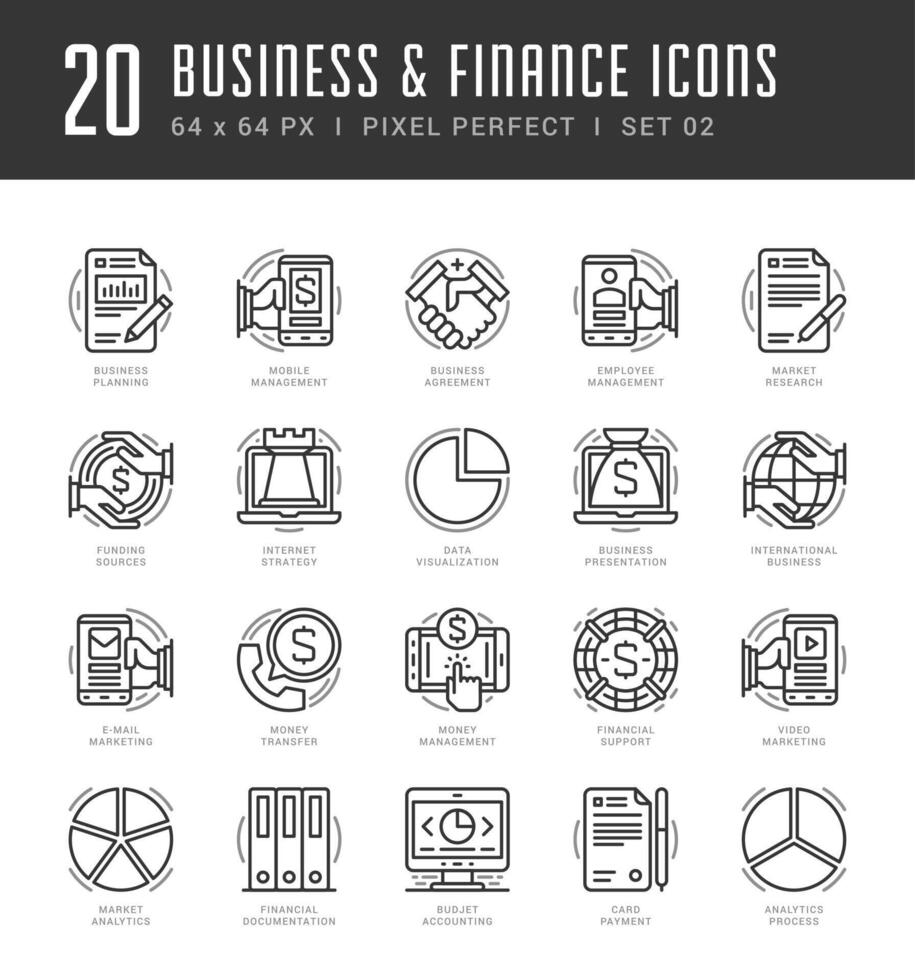 Line icons set. Trendy Modern flat thin linear stroke Business and Finance concept. vector