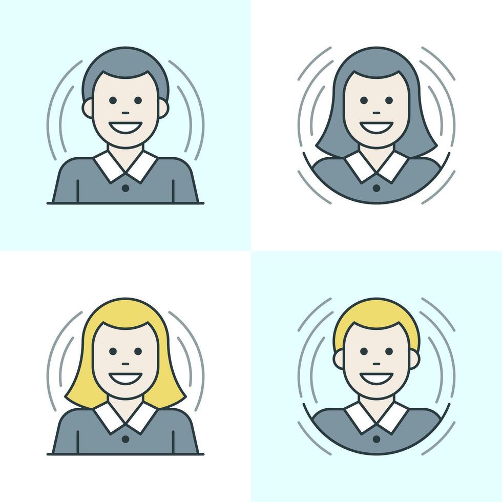 Flat line icons set. Thin linear stroke icons People Characters Woman and Man, Business Team concept. vector