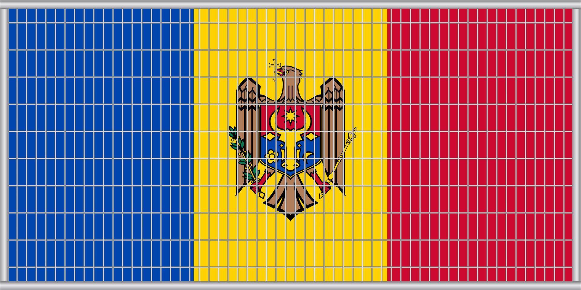 ilustración de el bandera de Moldavia debajo el enrejado. el concepto de aislacionismo. No guerra. vector