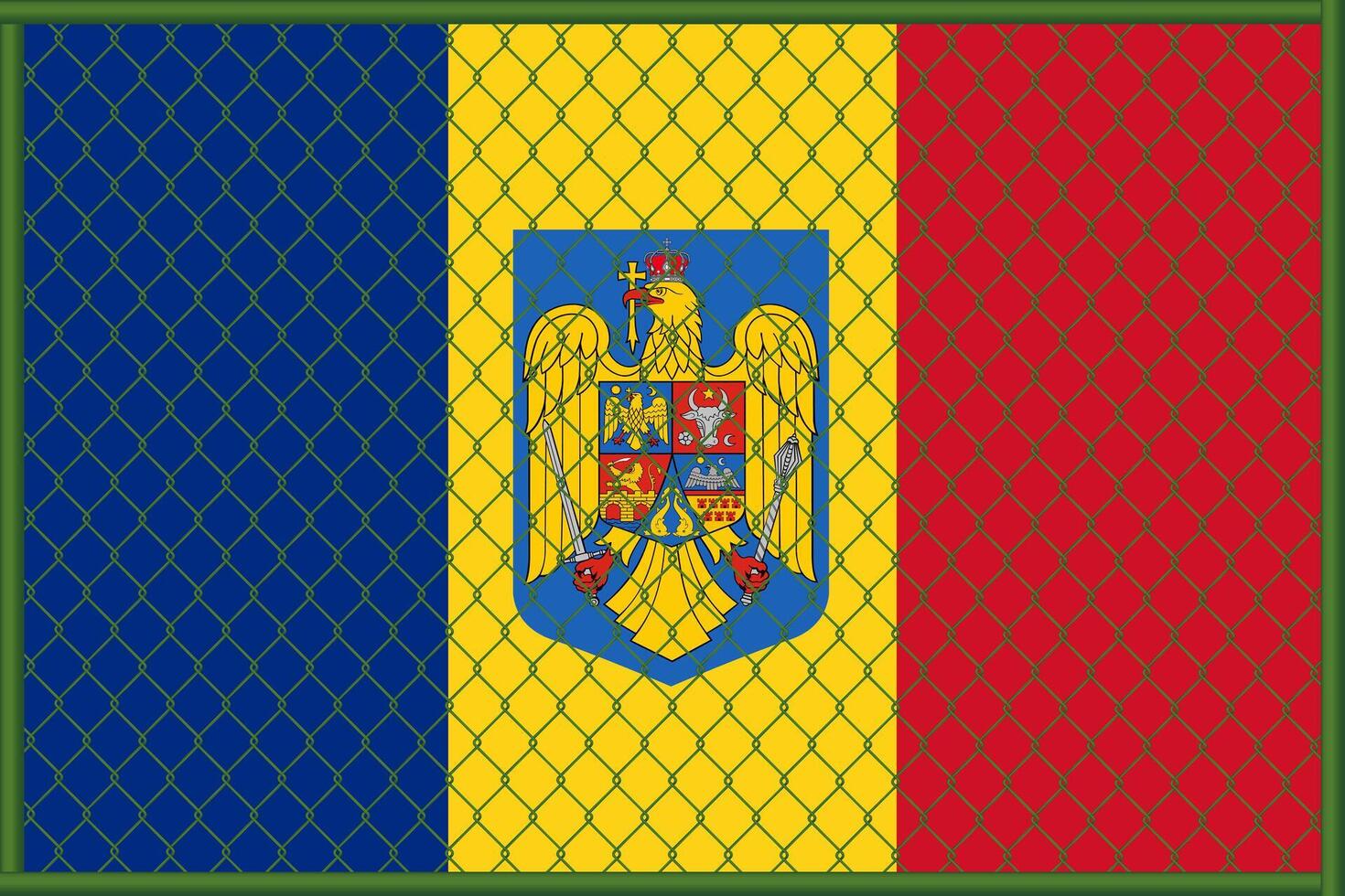 ilustración de el bandera de Rumania debajo el enrejado. el concepto de aislacionismo. No guerra. vector