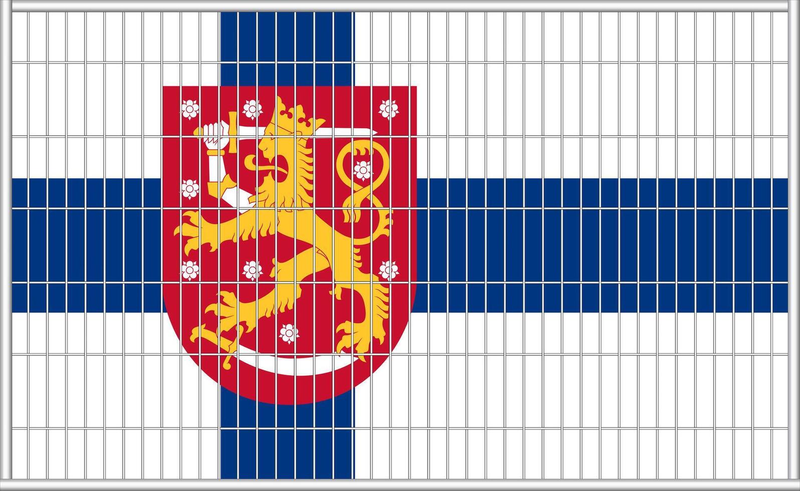 illustration of the flag of Finland under the lattice. The concept of isolationism. No war. vector