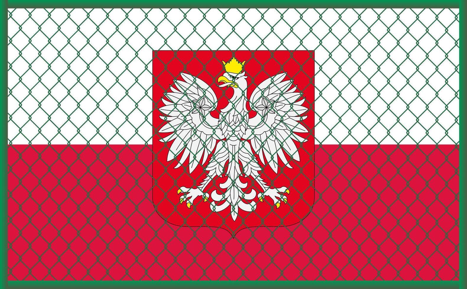 illustration of Poland flag under lattice. The concept of isolationism. No war. vector