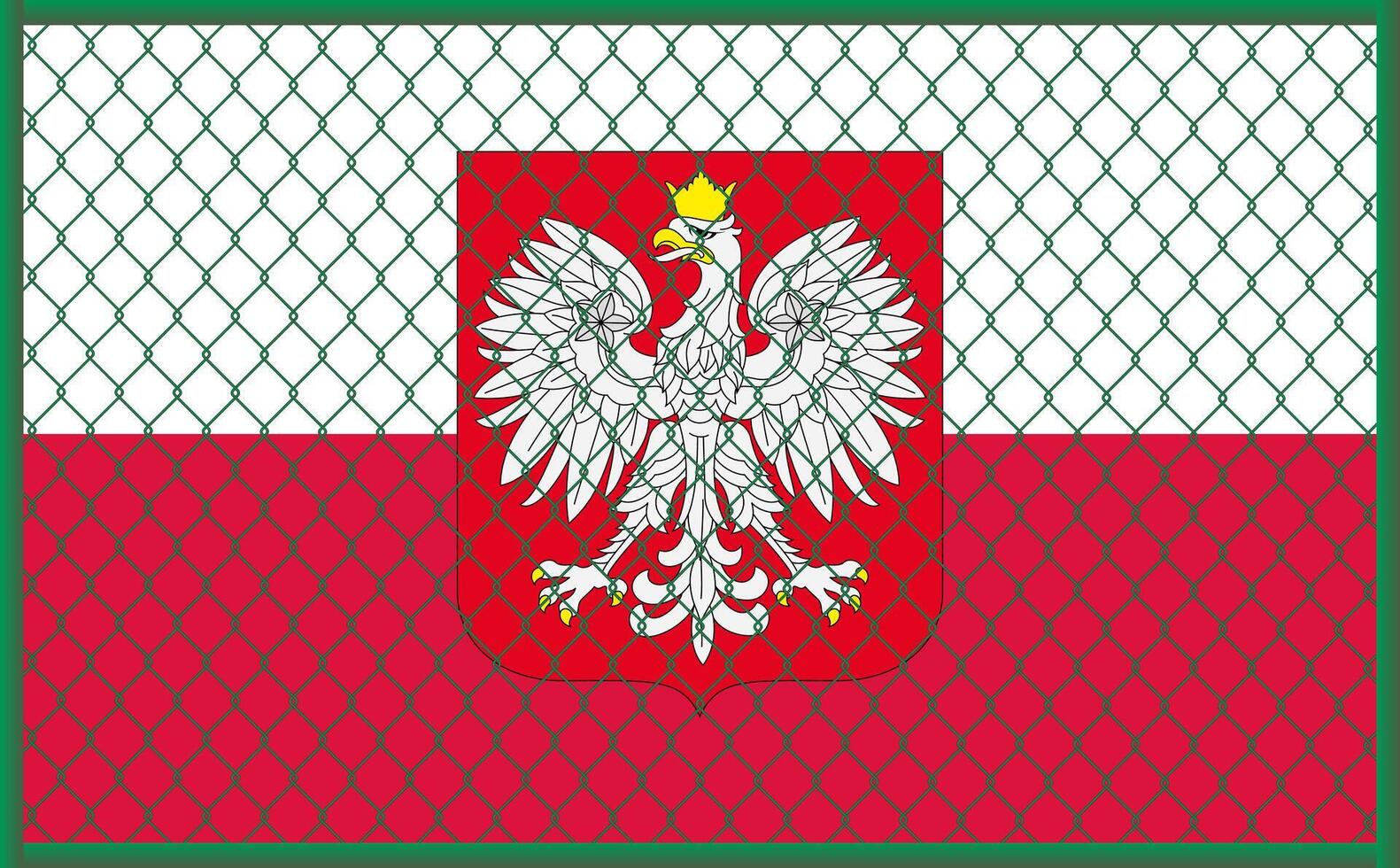 ilustración de Polonia bandera debajo enrejado. el concepto de aislacionismo. No guerra. vector