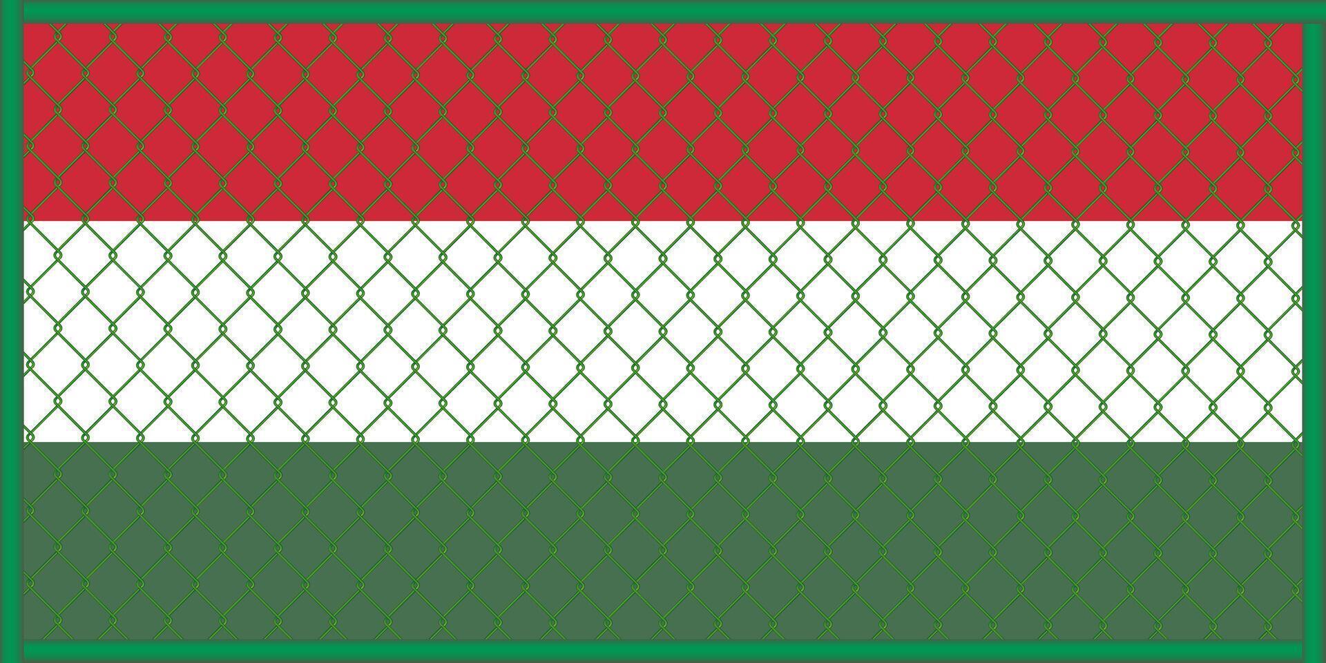 illustration of the flag of Hungary under the lattice. The concept of isolationism. No war. vector