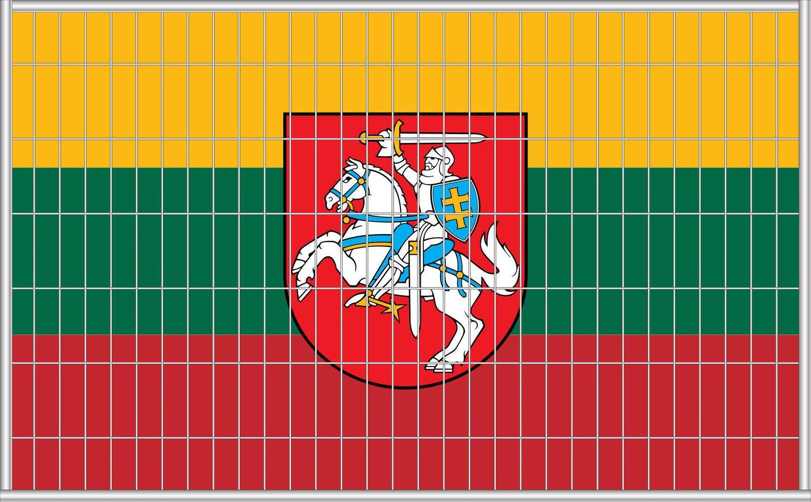 illustration of Lithuania flag under the lattice. The concept of isolationism. No war. vector