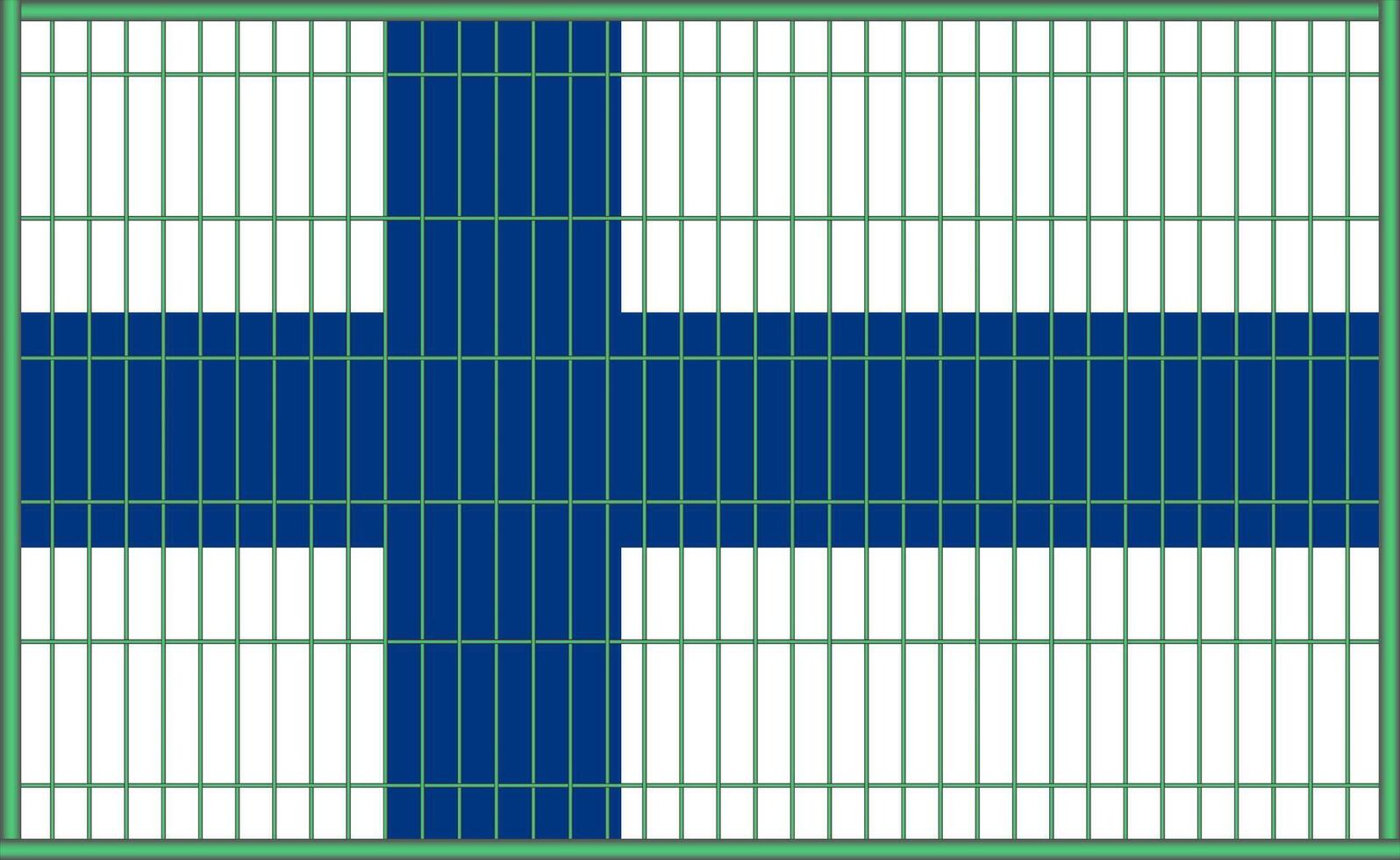 illustration of the flag of Finland under the lattice. The concept of isolationism. No war. vector