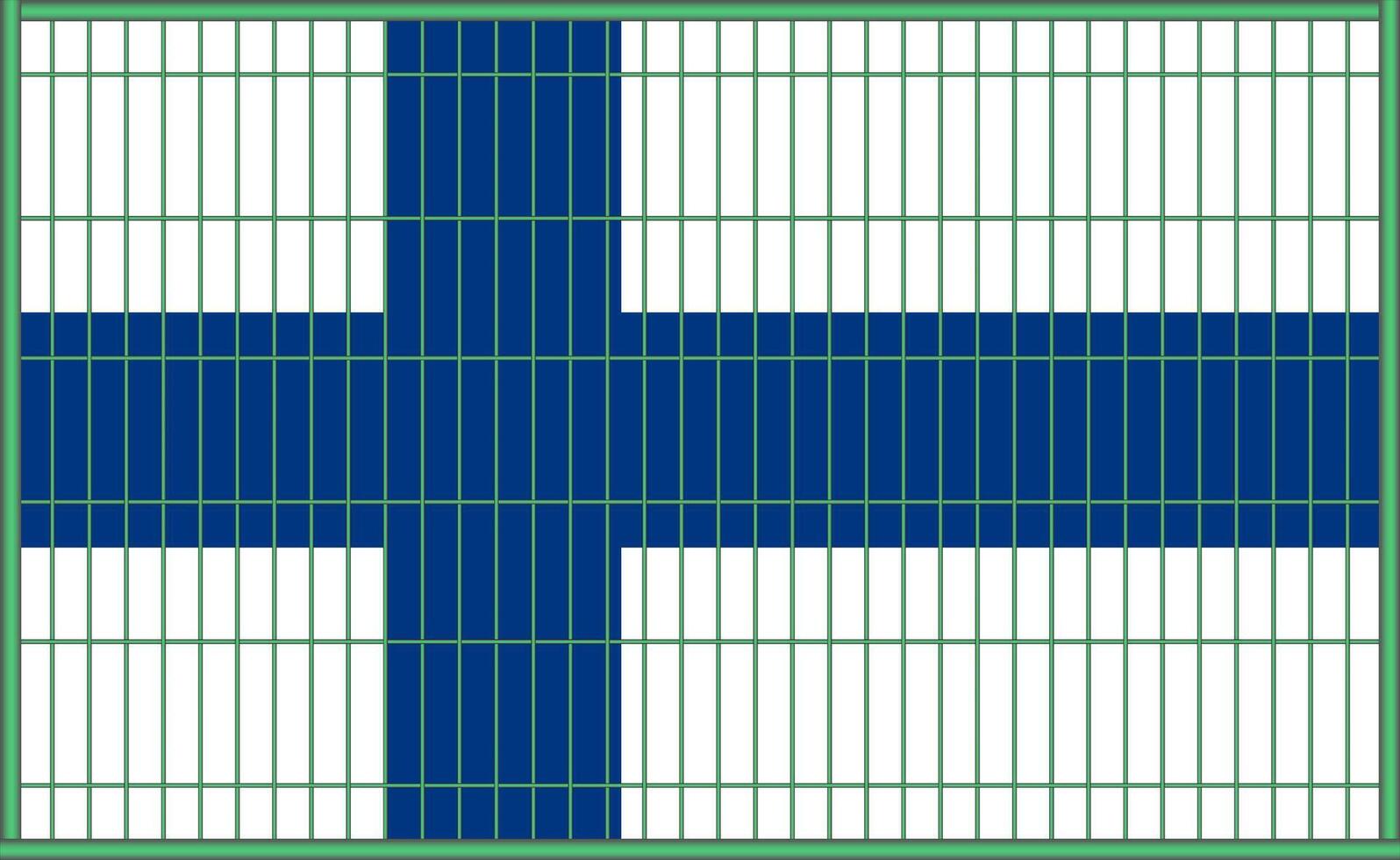 illustration of the flag of Finland under the lattice. The concept of isolationism. No war. vector