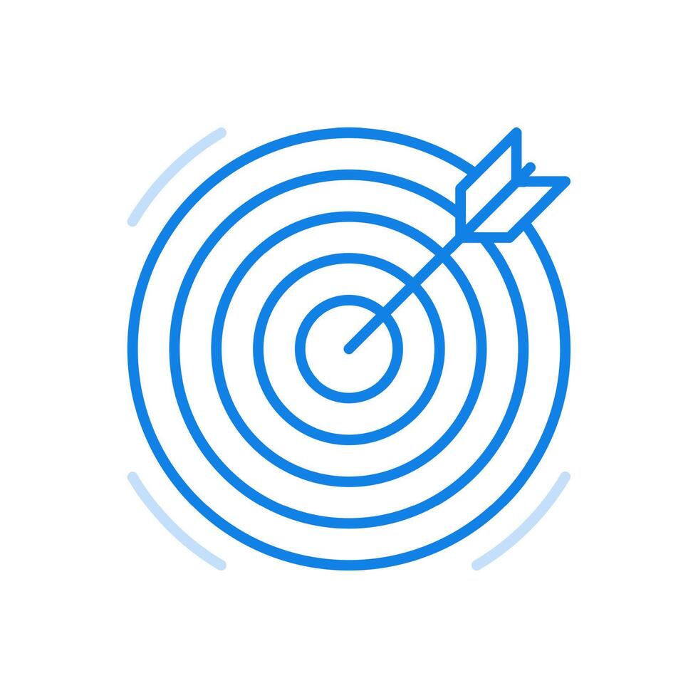 Arrow in center target line icon. Symbol success and precision of achievement. vector