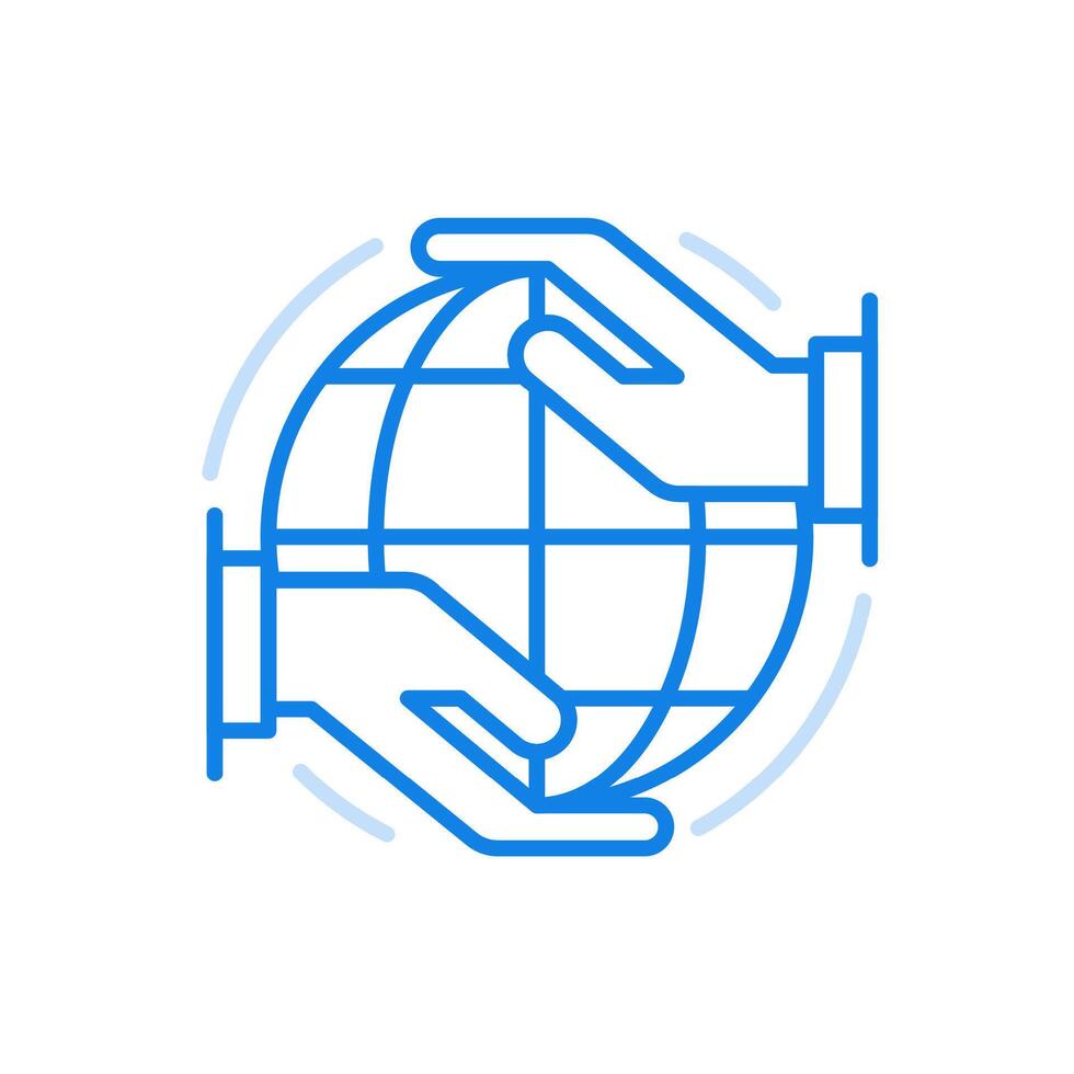 Caring for planet line icon. Global concern protection of ecology and environment. vector