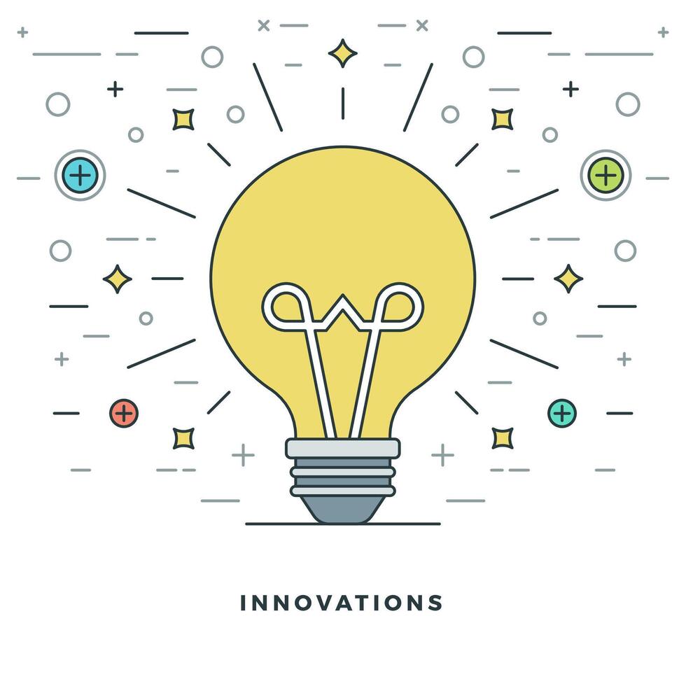 Flat line Business Concept Innovation Creative Idea. illustration. Modern thin linear stroke icons. vector