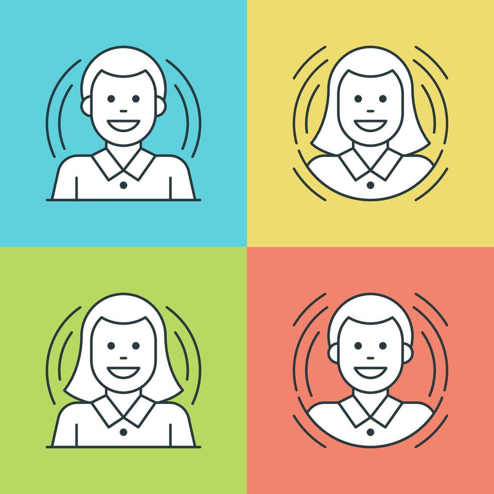 Flat line icons set. Thin linear stroke People Characters Woman and Man, Business Team symbols. vector
