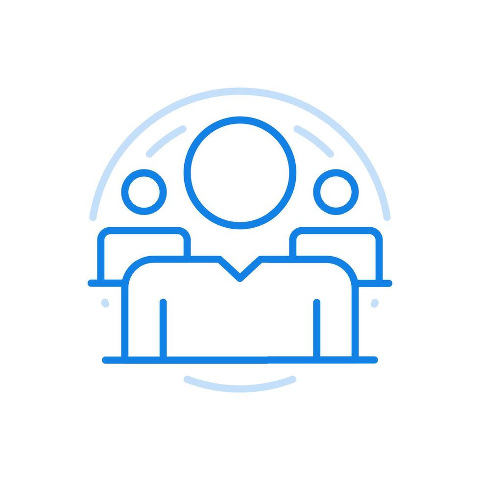 Online seminar line icon. Digital conference training with increasing worker professionalism. vector