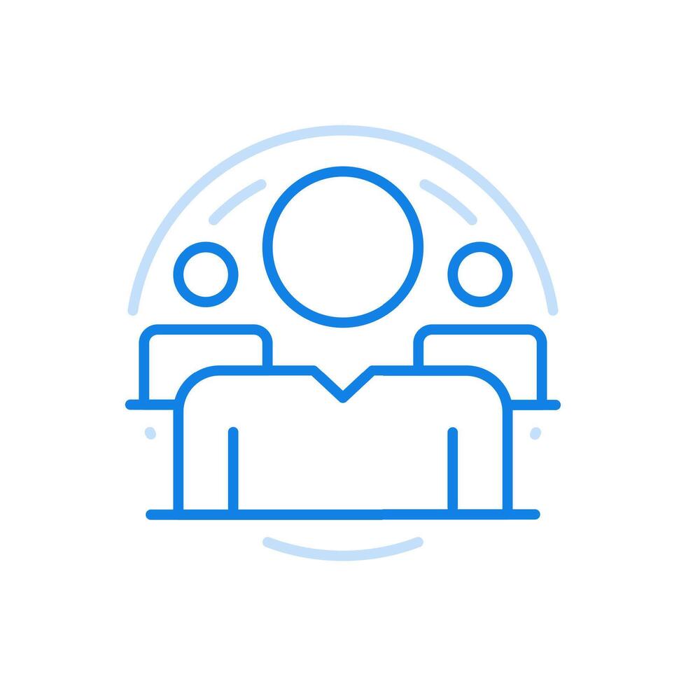 Online seminar line icon. Digital conference training with increasing worker professionalism. vector