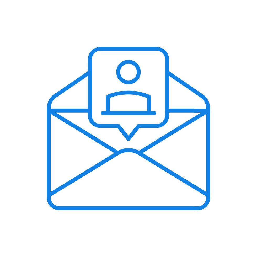 Online letter with resume line icon. Information correspondence with characteristic of specialist character. vector
