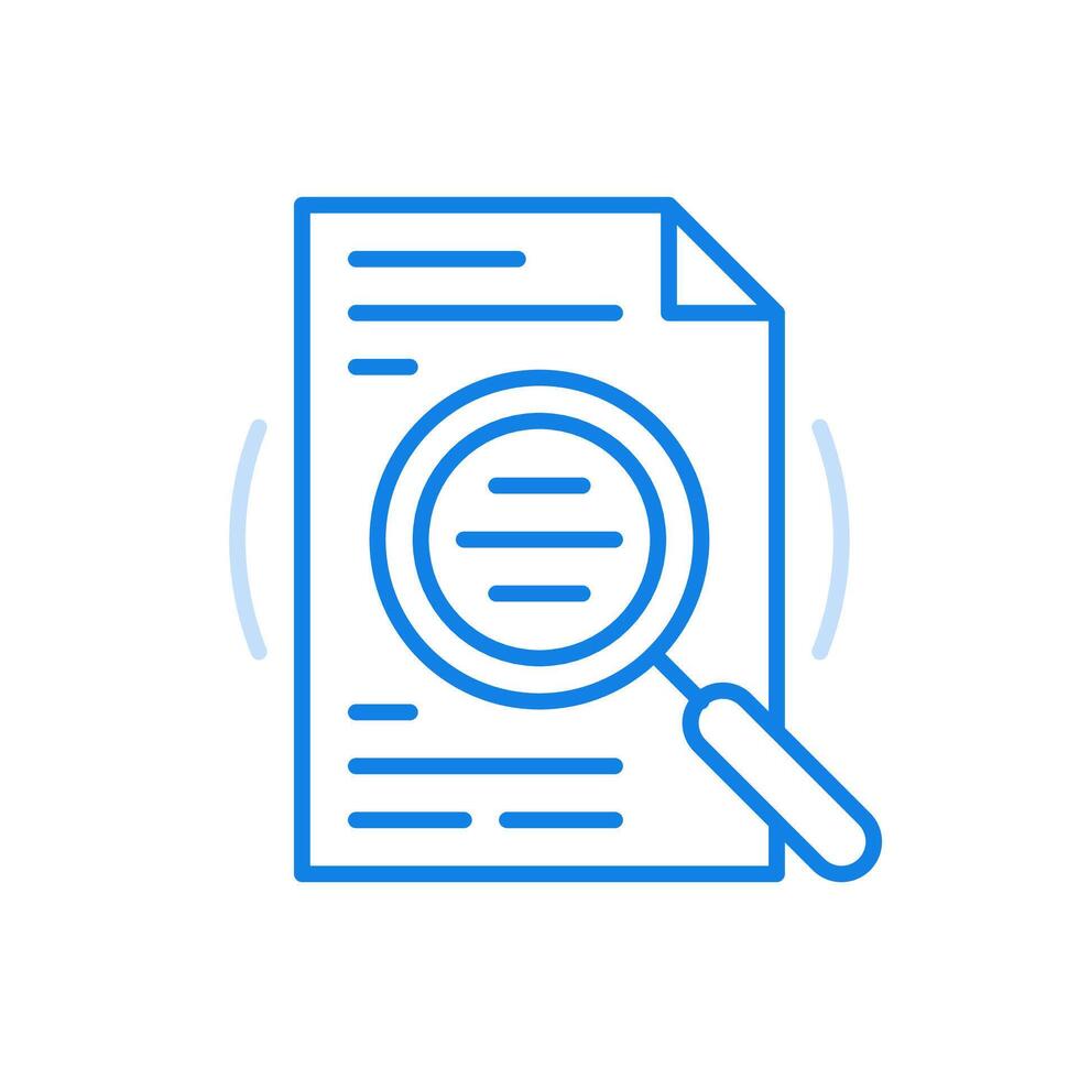 Text research line icon. Analysis of information and careful examination of document errors vector