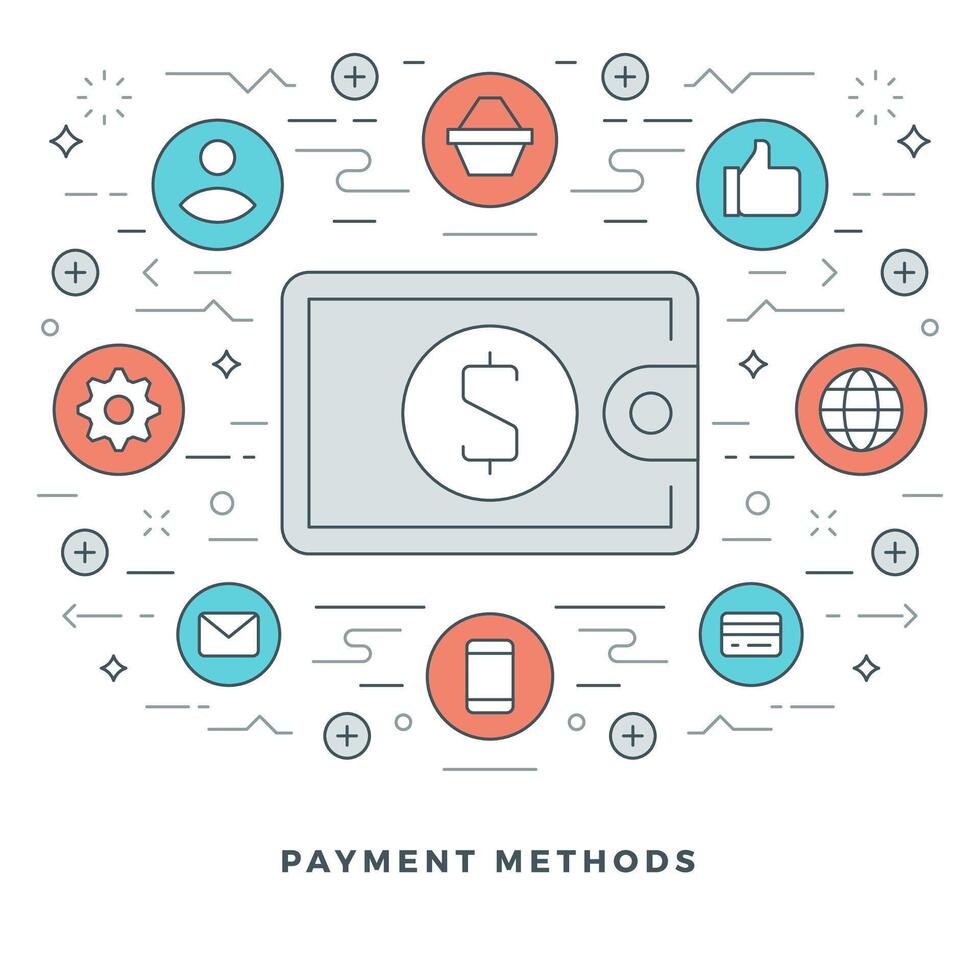 Flat line Business Concept illustration. Modern thin linear stroke icons. vector
