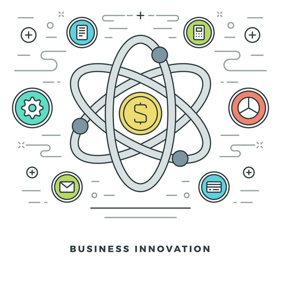Flat line Business Innovations or Research Concept. illustration. vector