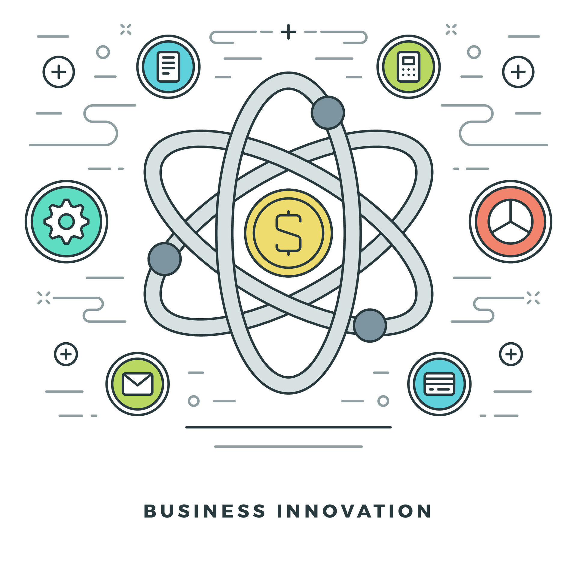 Flat line Business Innovations or Research Concept. illustration ...