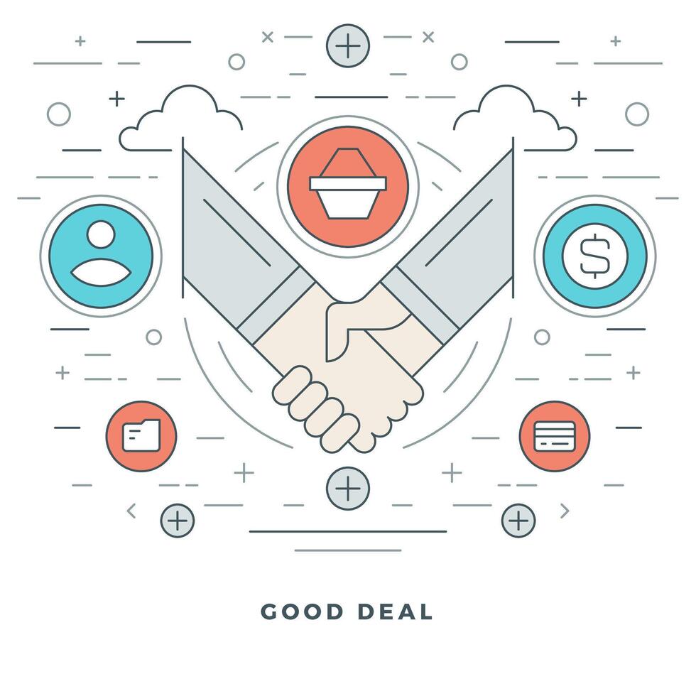 Flat line Business Concept illustration. Modern thin linear stroke icons. vector