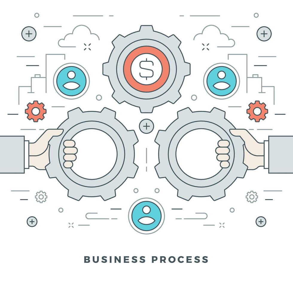 Flat line Business Process Concept illustration. vector