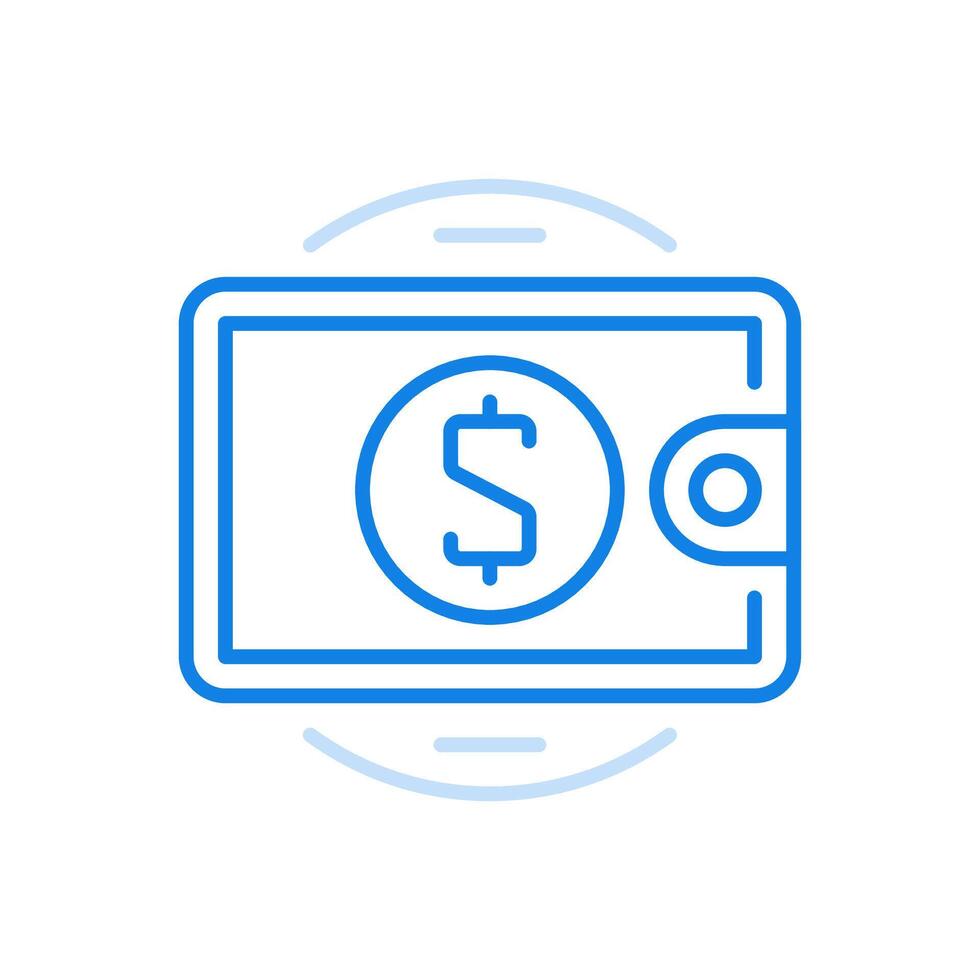 Cash settlement line icon. Payment for purchases and taking out loan wallet filled with money. vector