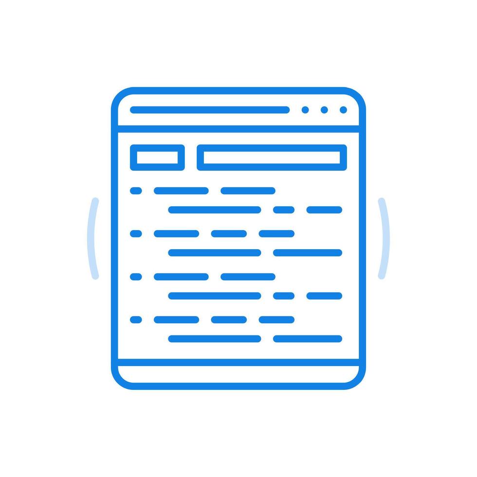 Programming process line icon. Website development process and data coding. vector