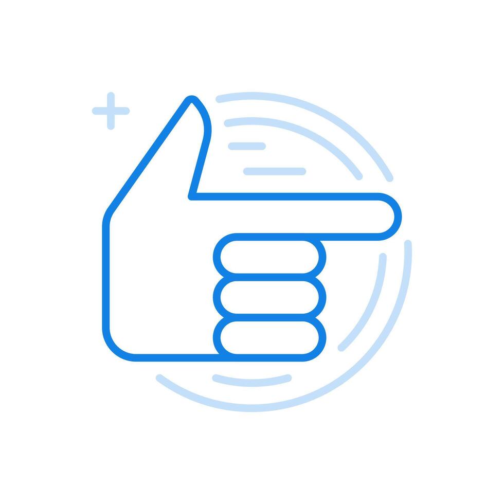 Hand shows right line icon. Pointer direction gesture. vector