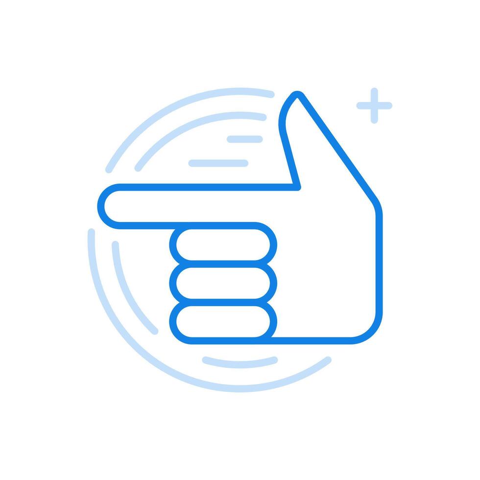 Hand points to left line icon. Direction pointer gesture. vector
