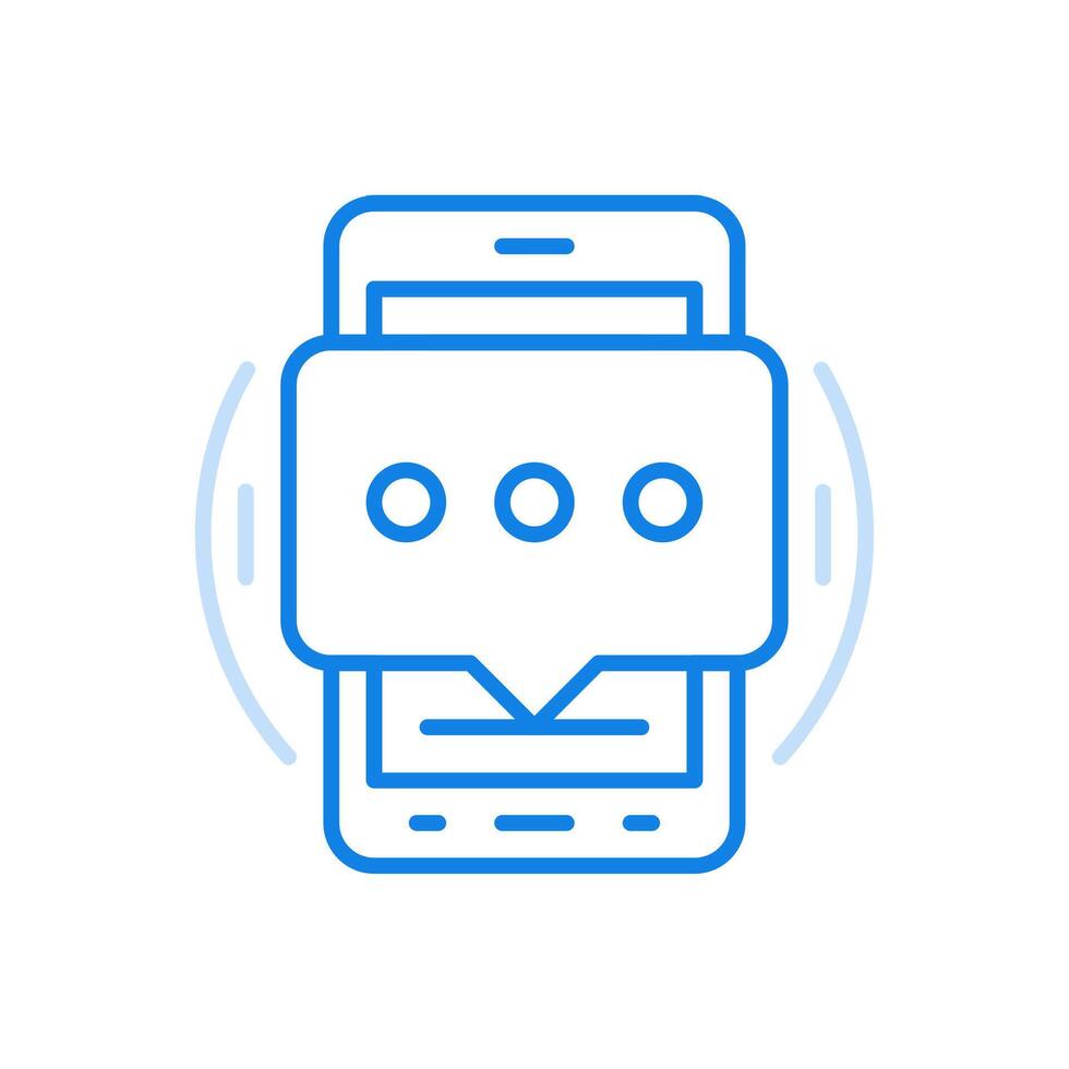 Waiting for online message line icon. Conversations via web chat social dialogues on screen vector
