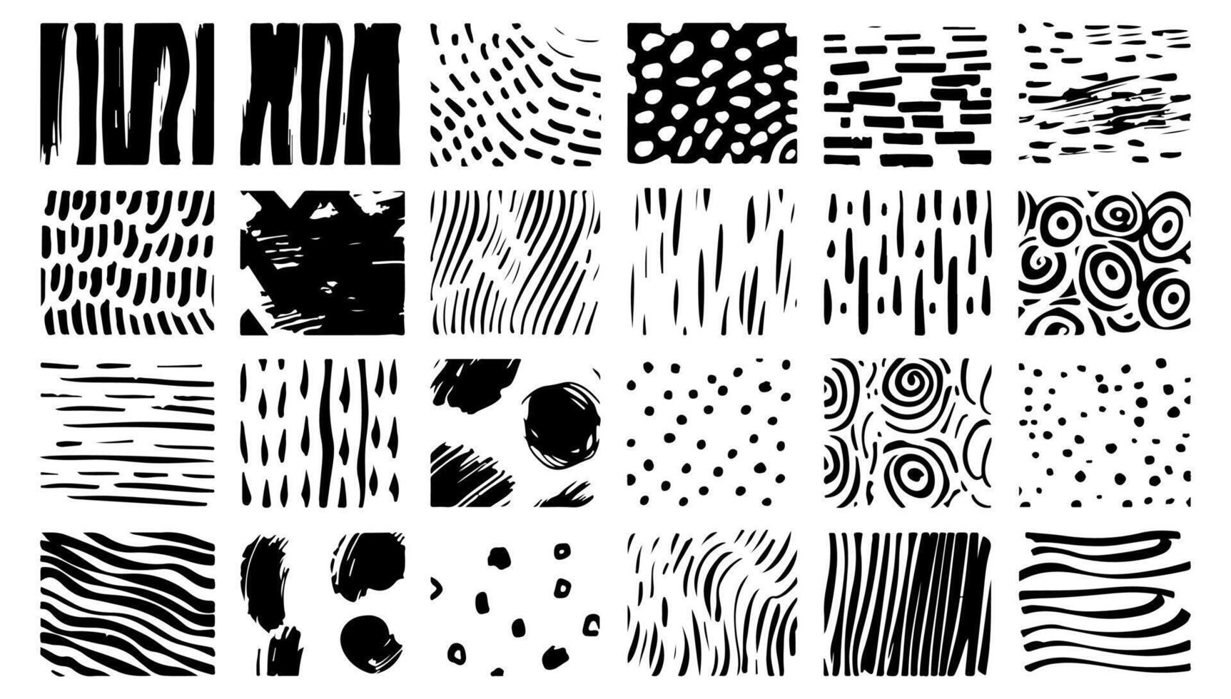 Hand drawn doodle texture set, curvy line ink pen, circle pattern, pencil wave scribble, dots vector