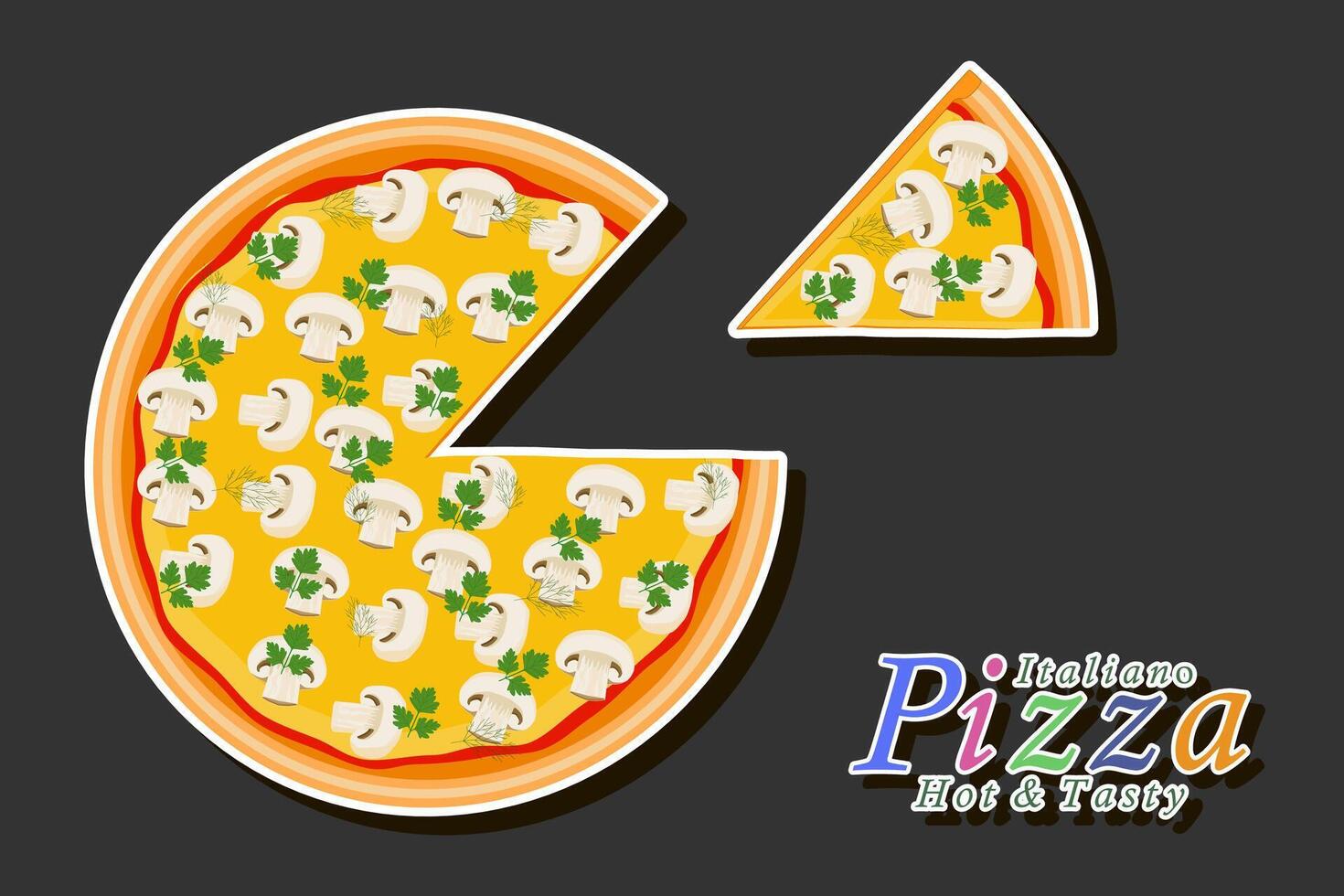 Illustration on theme big hot tasty pizza to pizzeria menu vector