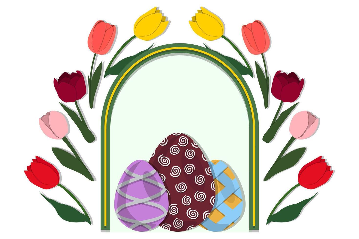 Illustration on theme celebration holiday Easter with hunt colorful bright eggs vector