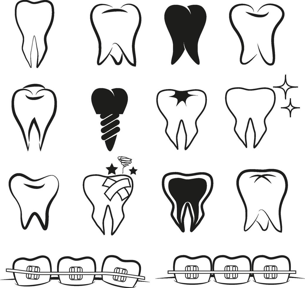 Set of teeth vector