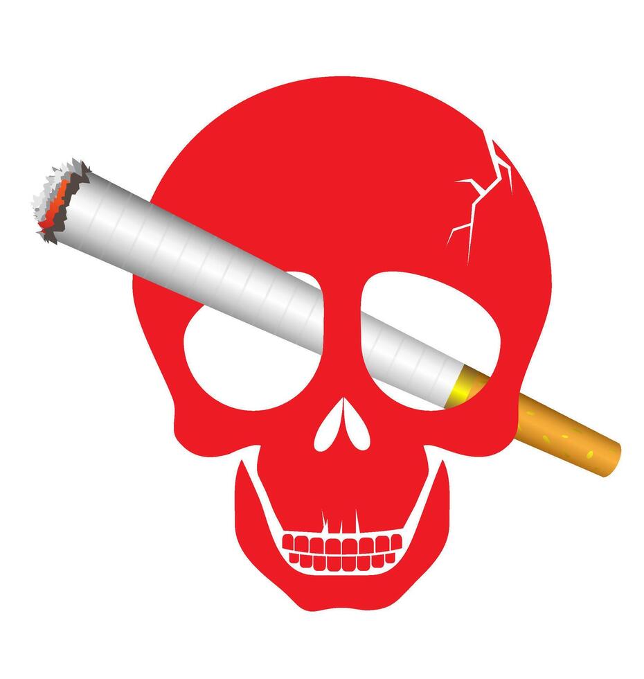Skull danger with cigarette vector