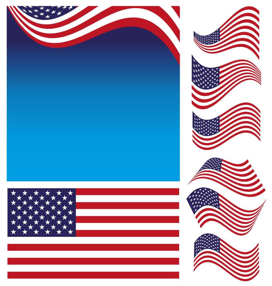 American Flag Set vector