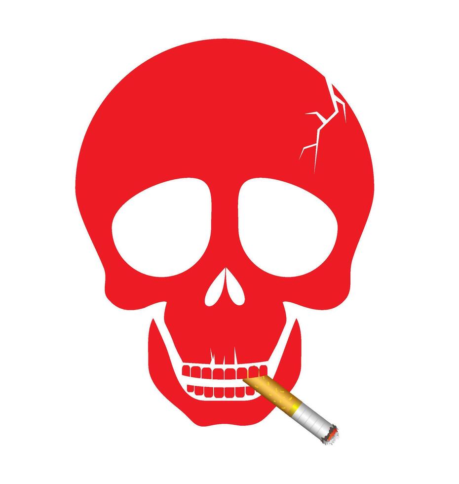A human skull smoking a cigarette vector