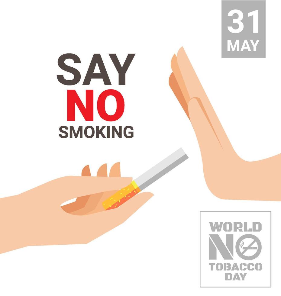 Hand saying no thanks to a cigarette for World No Tobacco Day vector