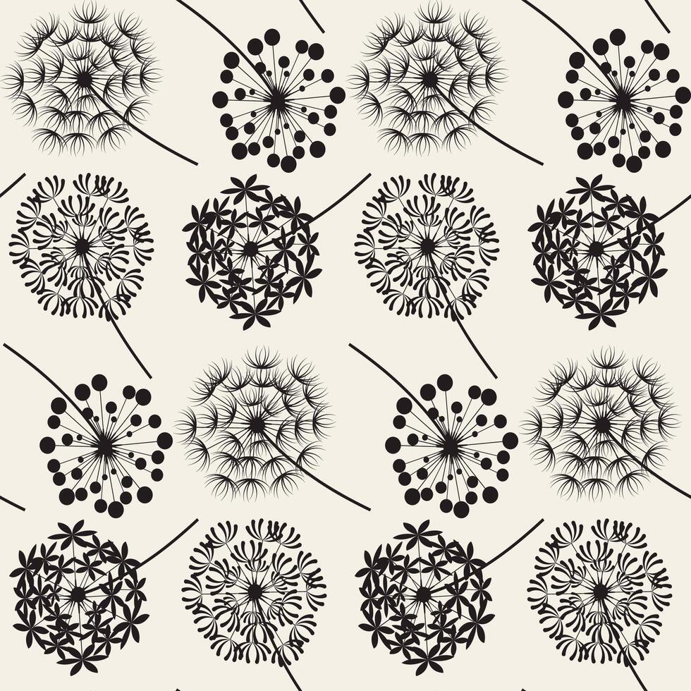 Abstract Dandelions seamless patterns vector